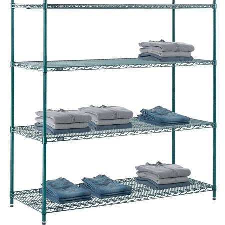 NEXEL 4 Tier Wire Shelving Starter, 60W x 21D x 63H, Green Epoxy Finish 21606G